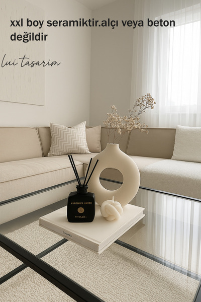 Lui Tasarım Krem Bohem Xl Büyük Boy Seramik Nordic Tarz Krem Sade Iskandinav ...