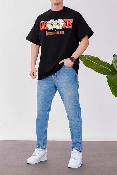 NOMARC Επιλέξτε μαύρο μπλουζάκι Happiness