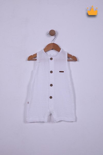 Begisa 100% Cotton Muslin Overalls for Baby Boy - Wide Straps, Snaps 22405