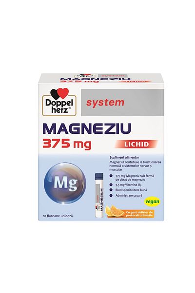 Doppelherz Magneziu lichid, 375 mg x 10 flacoane, Doppelherz