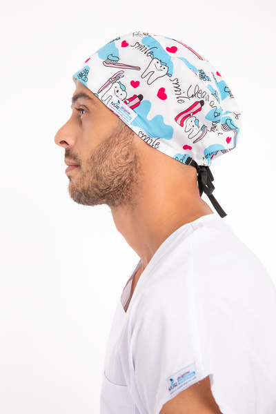 Nur Ortopedi Unisex Doktor Hemşire Hastane Bonesi Diş Desenli Medikal Cerrahi...