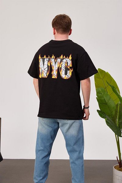 NOMARC Μαύρο μπλουζάκι NYC Flame