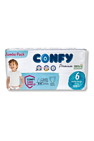 Confy Premium 6 Numara Bebek Bezi Extralarge +15 Kg 108 Adet