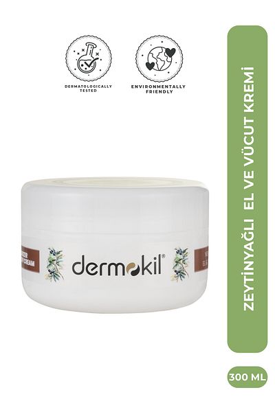 Dermokil Hand Face and Body Care Cream 300 ml Natural Olive Oil & Clay Moisturizer