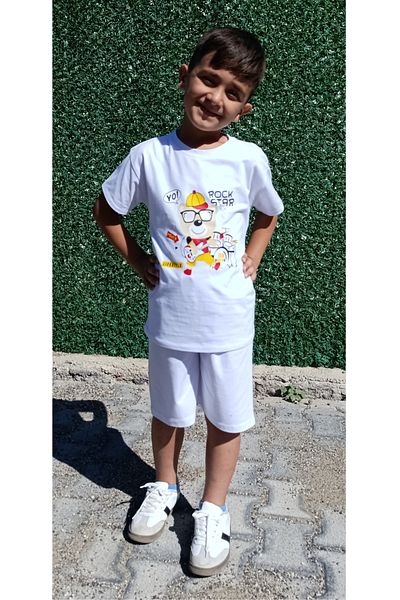 siyalife Boy's White T-Shirt and Shorts Set