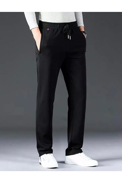 MERTEX Men's Sweatpants Large Size Straight-Leg Zipper Pocket Comfortable Fit 3 Threads Sharted