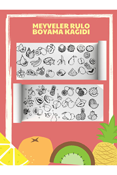 Meyve Temalı Aktivite Boyama Kağıdı 2.5 Metre Rulo-Çocuk Eğitici Boyama
