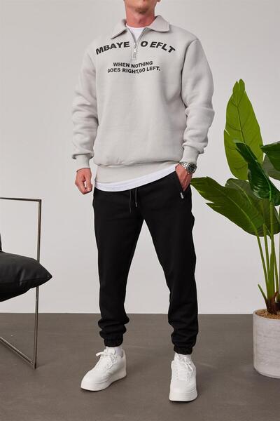 NOMARC Γκρι φούτερ Mbaye με φερμουάρ στο γιακά