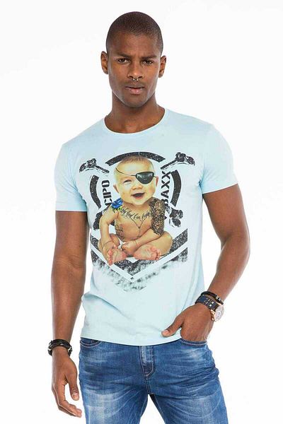 Cipo&Baxx Ανδρικό μπλουζάκι μπλε Boss Baby Slim Fit