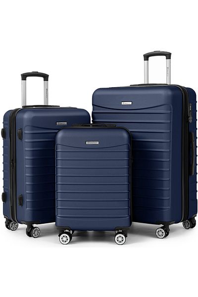 Quasar & Co. Set 3 Trolere,s/m/l,model Line, 4 Roti Maner Telescopic, Cifru, Abs, Bleumarin