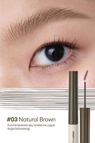 PERIPERA Özel Fırça Tasarımlı, Yoğun Pigmentli Kaş Maskarası Speedy Skinny Brow Mascara 03 Natural