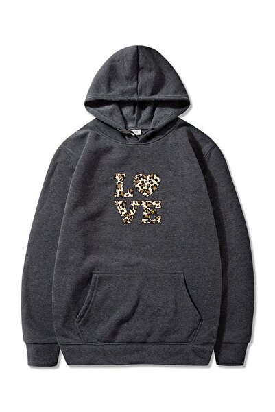 VERSCOVE Світшот з принтом Love, кишенями-кенгуру, капюшоном, 2 нитки, сезонн...