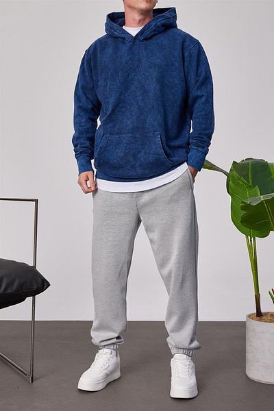 NOMARC Πλένεται Basic Hooded Navy Blue φούτερ