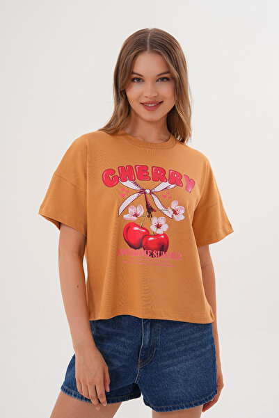 Basics&More Tricou pentru femei Taba supradimensionat Cherry Awesome Summer c...