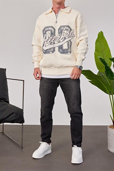 NOMARC Φούτερ Heerbro με κρεμ κολάρο με φερμουάρ