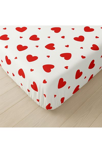 Madame Home Single Fitted Sheet Set Red Heart Daily Use
