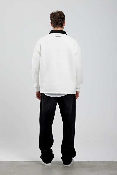 NOMARC Λευκό φούτερ με γραμμένο γιακά White Peacefulness