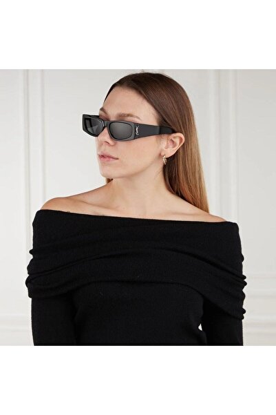 Saint Laurent Paris Kadın Güneş Gözlüğü Sl M140 001 56-18, Cat Eye Siyah Asetat Çerçeve