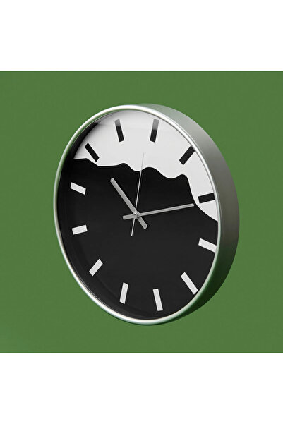 Evidea Deco Elegant Curves Duvar Saati - Gümüş - 30 cm