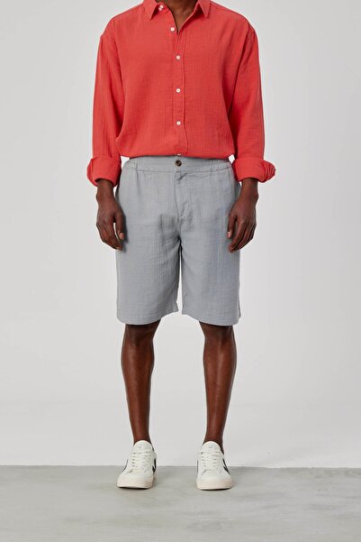 NOMARC Men's Gray Linen Shorts