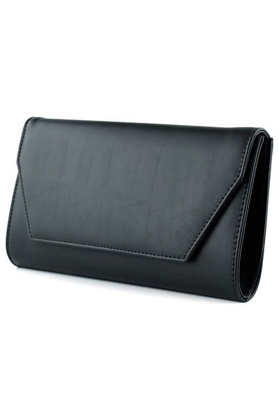 Erkan Saçmacı Geantă de mână elegantă pentru rochie de seară cu curea neagră cu lanț și buzunar interior cu clapă magnetică
