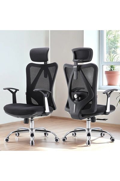 SIHOO M16-201 Ergonomic Office Chair – Adjustable Headrest Breathable Mesh Black