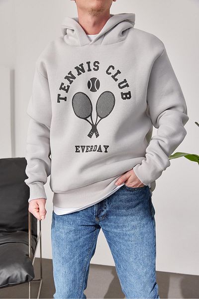 NOMARC Φούτερ Tennis Club Γκρι με κουκούλα