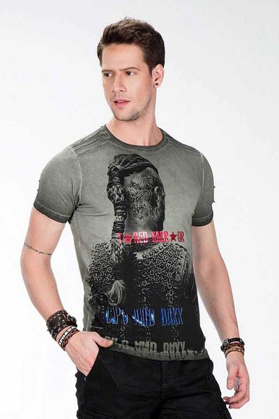 Cipo&Baxx Ανδρικό μπλουζάκι Ct412 Viking Warrior με εμπριμέ λεπτή εφαρμογή