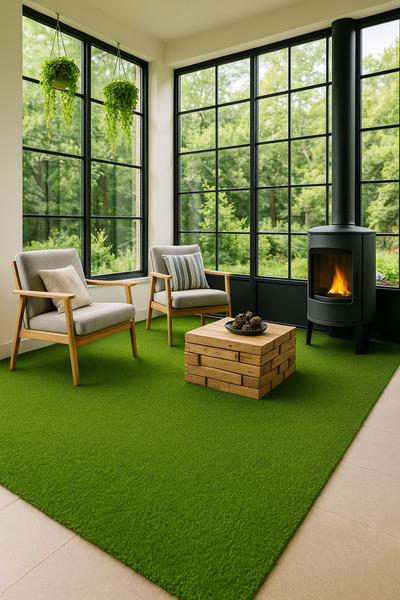 KEVLİNE Kevline Home Modern Çim Halı Kaymaz Taban Balkon Halısı Bahçe Halısı ...