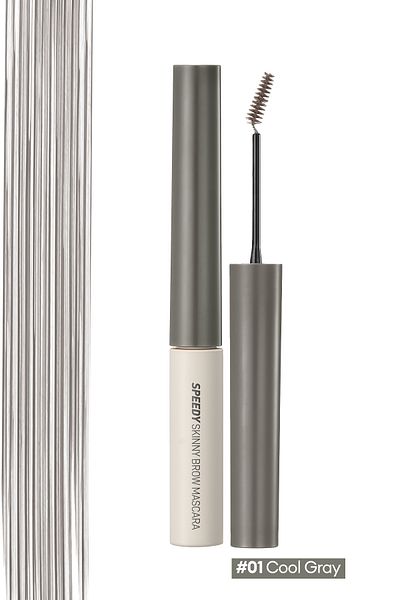 PERIPERA Peripera Speedy Skinny Browcara 01 Cool Gray - Intense Pigmented Eyebrow Mascara with Special Brush Design