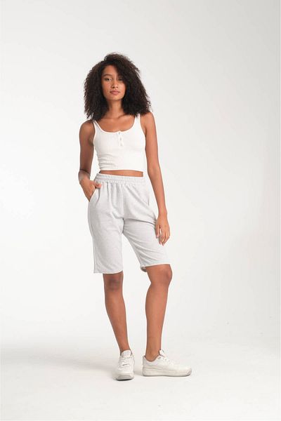 VERSCOVE Women's Maxi Length Side Pockets, Adjustable Waist Lace, Basic Combed Cotton Shorts