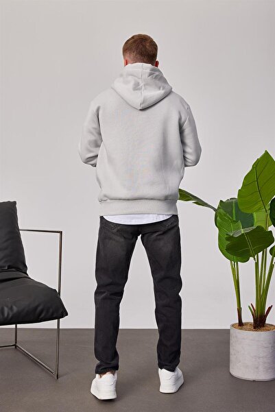 NOMARC Φούτερ Brooklyn με στάμπα γκρι με κουκούλα