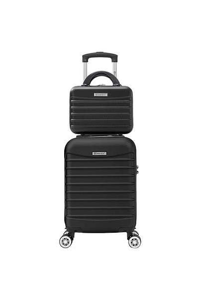 Quasar & Co. Set Troler Cabina Cu Geanta Cosmetice,®,line,40x30x20 Cm,roti Detasabile,abs,negru