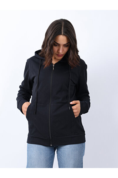 VERSCOVE Mikina s klokaními kapsami, kapucí a předním zipem, 2 vlákna, sezónní, pohodlný střih