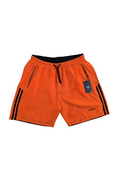 VERSCOVE شورت بحر وحمام سباحة من القماش الصغير - جيوب مخططة بسحاب وشبكة