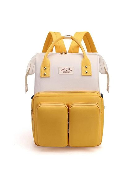 Quasar & Co. Backpack For Mothers And Babies, Compartmented, Textile, 37x27x16 Cm, Yellow-White