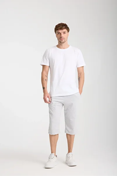 VERSCOVE Men's Capri Length Side Pockets Lace-Up Waist Basic Bermuda Combed Cotton Shorts