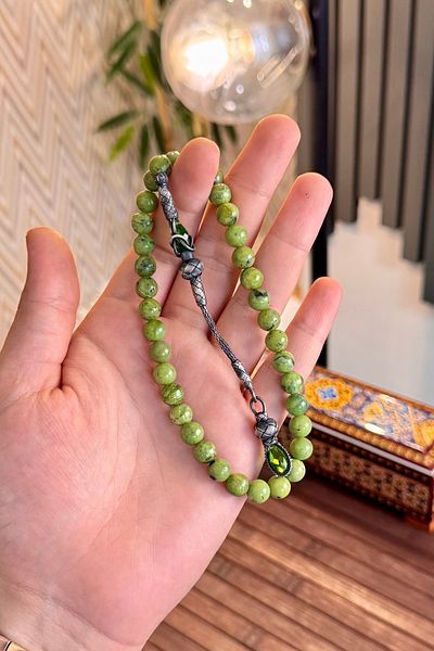 dergah tesbih Silver Jade Stone Rosary