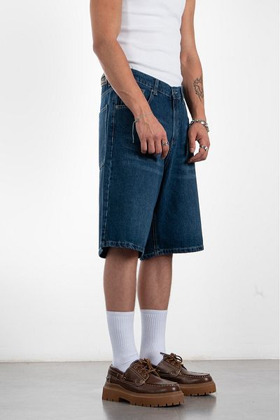UKHWD SUPPLY Dark Blue Baggy Jean Men's Shorts Jorts