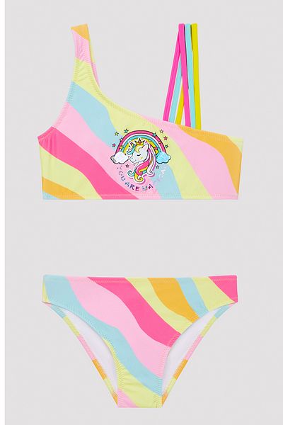 Penti Σετ μπικίνι για κορίτσι Unicorn One Shoulder πολύχρωμο