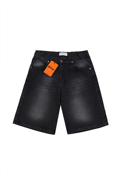 UKHWD SUPPLY Black Tumbled Baggy Denim Urban Jort Men's Shorts
