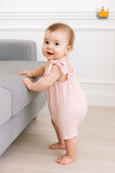 Babyhola Cotton Lettering - 0-2 Years Old Baby Girl Jumpsuit with Straps