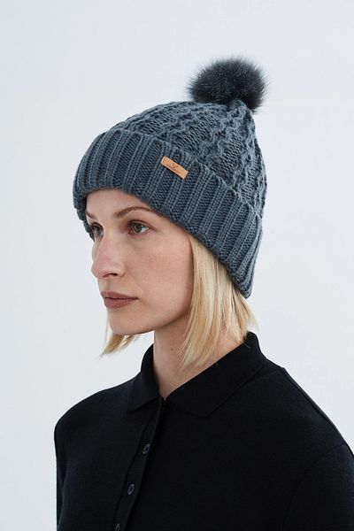 Nordbron Anthracite Beret Knitwear - Soft and Thick Knitted, Pompom Detailed Logo Winter Set