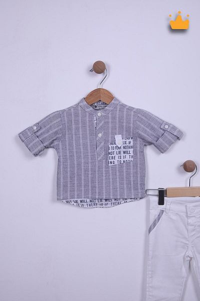Babyhola Judge Collar Shirt Jeans Pants Boys Baby Children's Bottom Top Sports Suit 2141