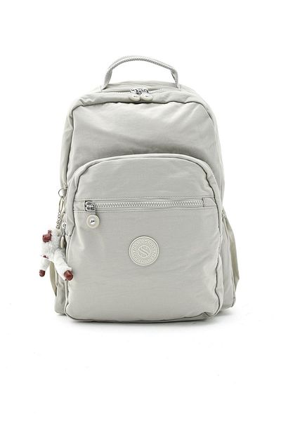 Sanmorris Unisex Crinkle Fabric Multi-Eye Large Laptop School and Backpack - Αδιάβροχο, Ανοιχτό Γκρι Χρώμα