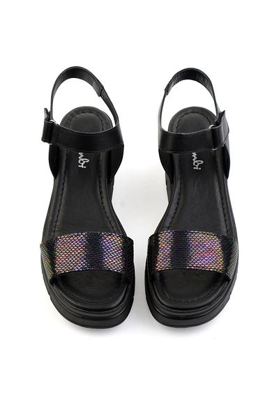 Bambi Black Leather Women's Sandals K 05465048503