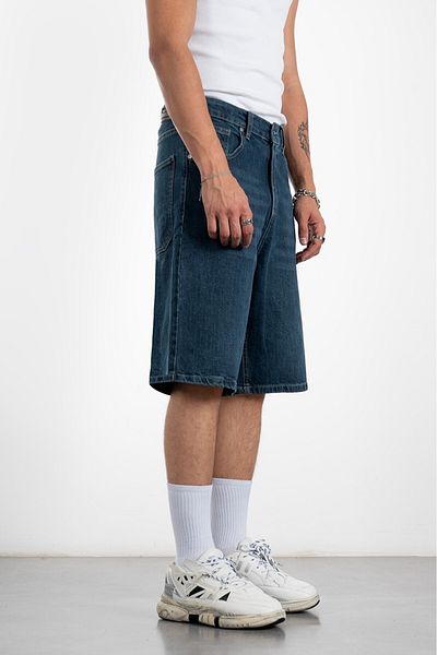 UKHWD SUPPLY Saks Blue Baggy Jean Men's Shorts Jorts