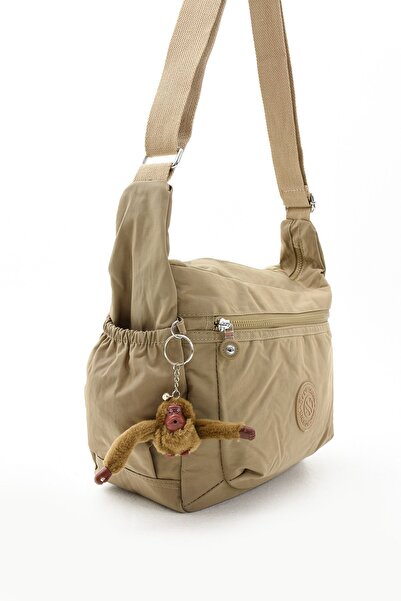 Sanmorris Beige Colored Water Resistant Crinkle Fabric - Multi-Compartment Daily School and Travel Bag