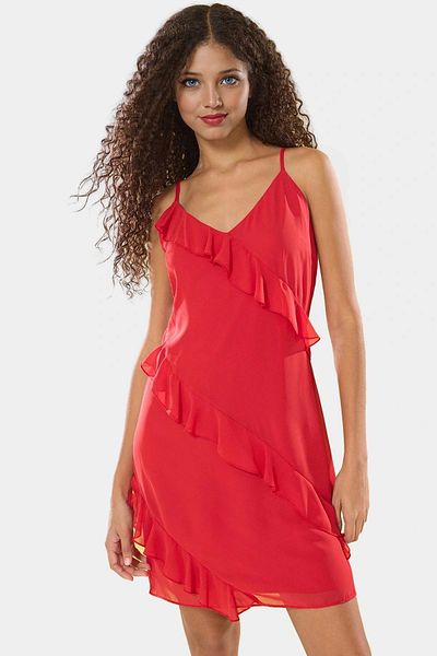 PayBuy Summer Mini A-Line Ruffle Dress Chiffon Woven Polyester Fabric Zarifane Design