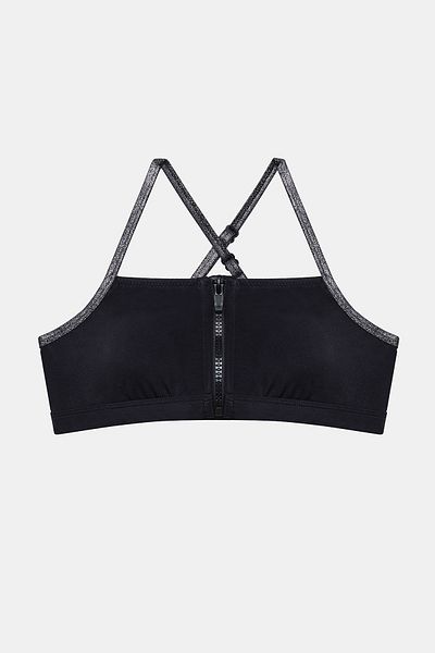 Penti Schwarz-silbernes Bandeau-Bikini-Set für junge Mädchen